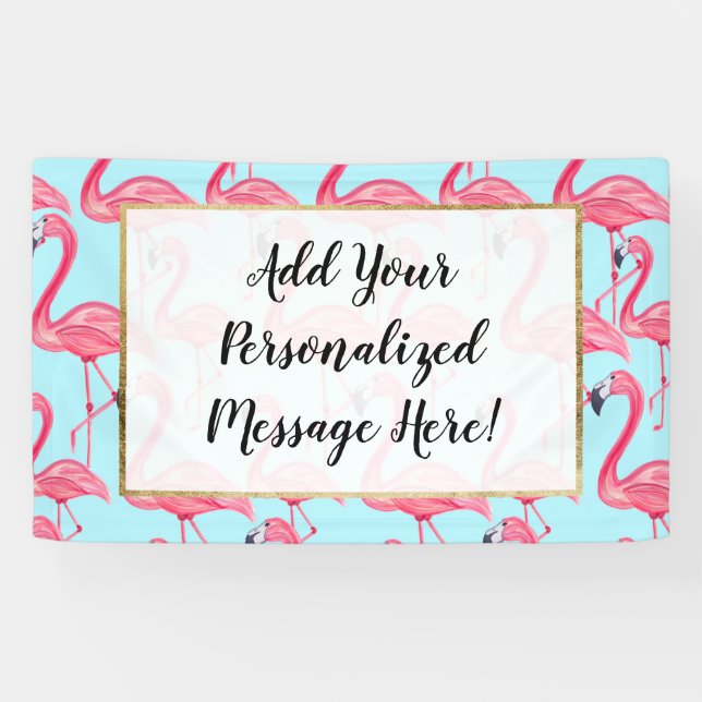 Niedlicher rosa Sommer gemaltes Flamingo-Muster Banner (Horizontal)