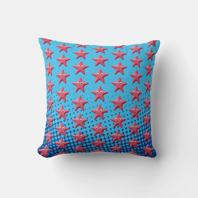 Niedlicher rosa Starfish Blauer Ozean Kissen (Vorderseite)