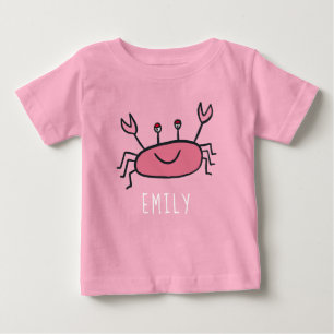 Niedlicher Rosa Taschenkrebse Tierjugendname Baby T-shirt