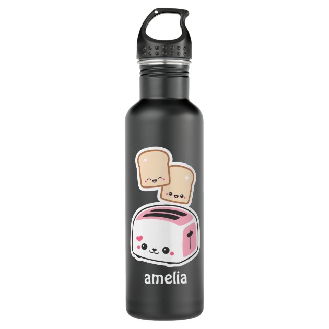 Niedlicher rosa Toaster Edelstahlflasche (Vorderseite)