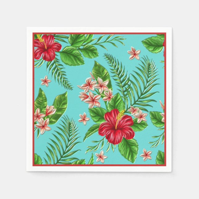 Niedlicher, rosa tropischer Hibiskus Blume auf Tür Serviette (Vorderseite)