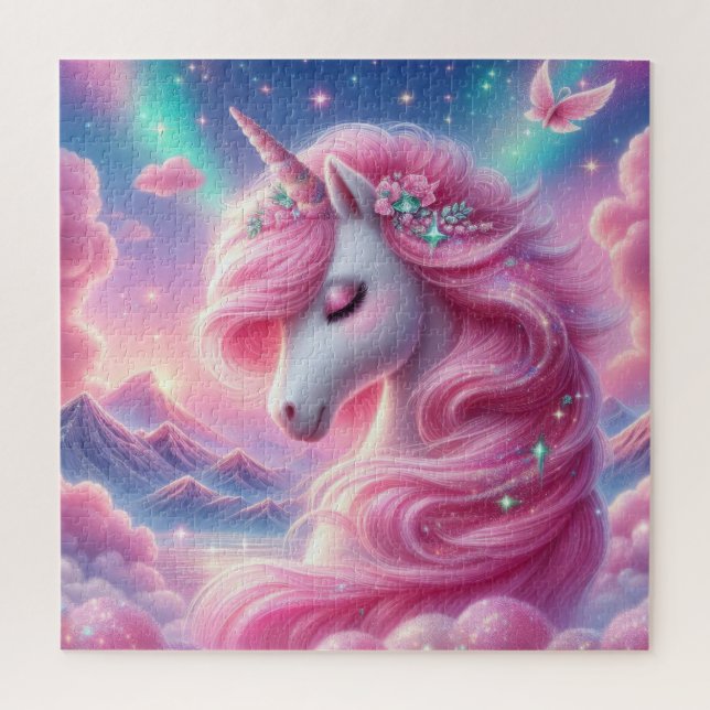 Niedlicher, rosa und blauer Einhorn Glitzer hell (Vertikal)