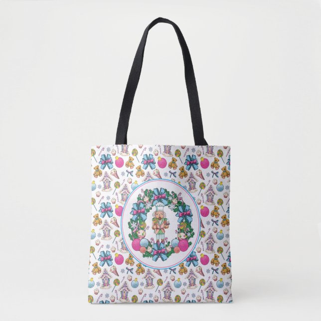 Niedlicher, rosa und blauer Weihnachtscreme Tasche (Vorderseite)