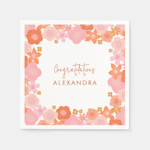 Niedlicher Rosa- und Orangefarbener Abschluss Serviette