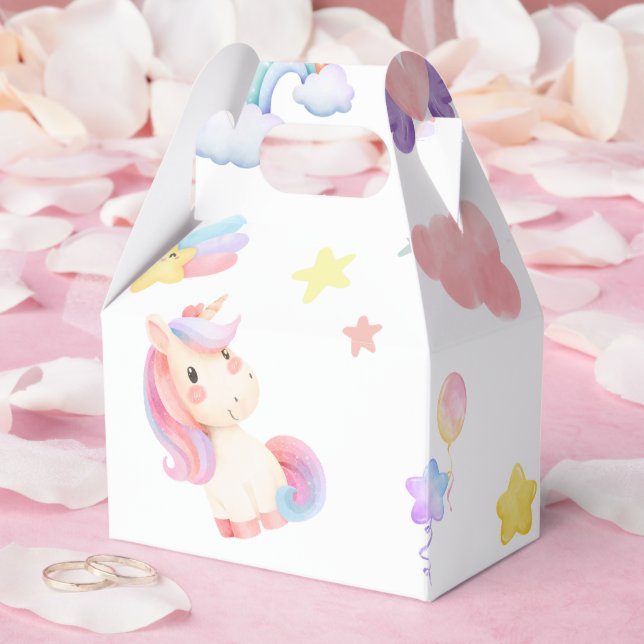Niedlicher rosa, unicorone Regenbogenballon Muster Geschenkschachtel (Hochzeit)