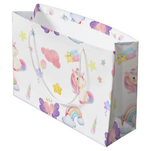 Niedlicher rosa, unicorone Regenbogenballon Muster Große Geschenktüte