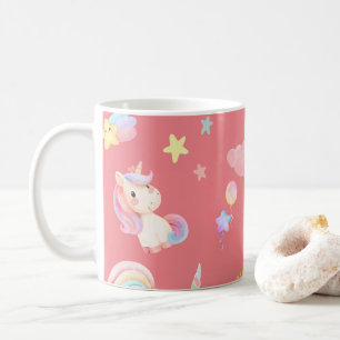 Niedlicher rosa, unicorone Regenbogenballon Muster Kaffeetasse