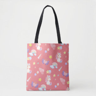 Niedlicher rosa, unicorone Regenbogenballon Muster Tasche