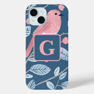 Niedlicher Rosa-Vogel, blau, personalisiert Case-Mate iPhone Hülle