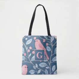 Niedlicher Rosa-Vogel, blau, personalisiert Tasche