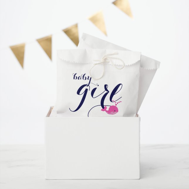 Niedlicher Rosa Wal Ozean Danke Baby Girl Shower Geschenktütchen (Party)