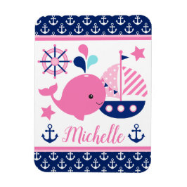 Niedlicher rosa Wal und Muster für Anker Magnet