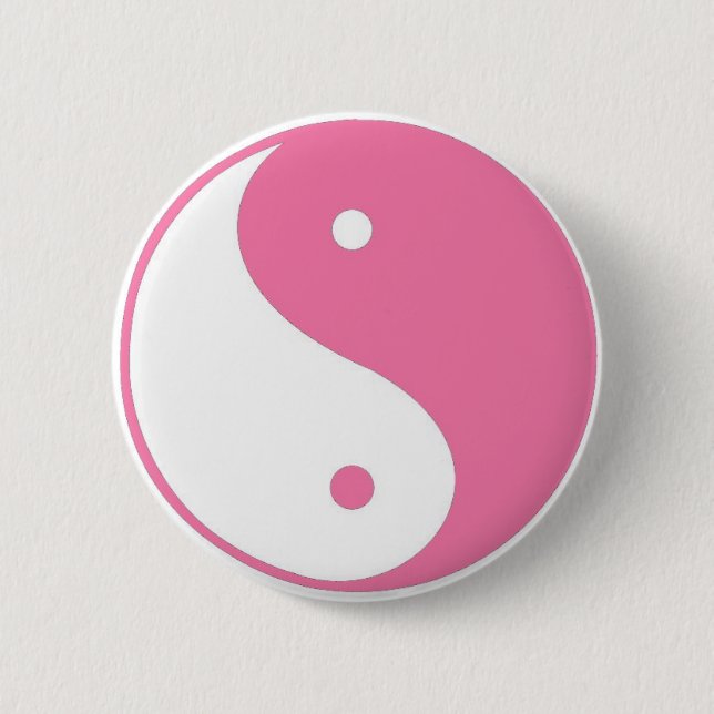 Niedlicher rosa Yin Yang Knopf Button (Vorderseite)