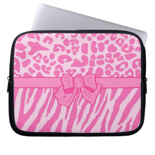 Niedlicher rosa Zebra-Leopard-Tierdruck und Girly Laptopschutzhülle