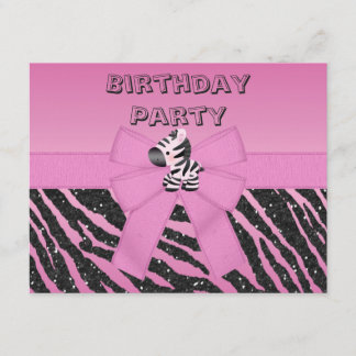 Niedlicher rosa Zebra u. Einladung