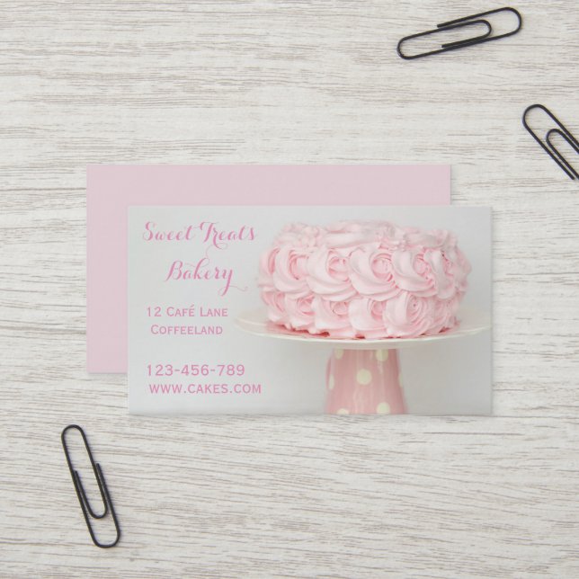 Niedlicher rosa Zuckerglasurkuchen des Visitenkarte (Vorderseite/Rückseite Beispiel)