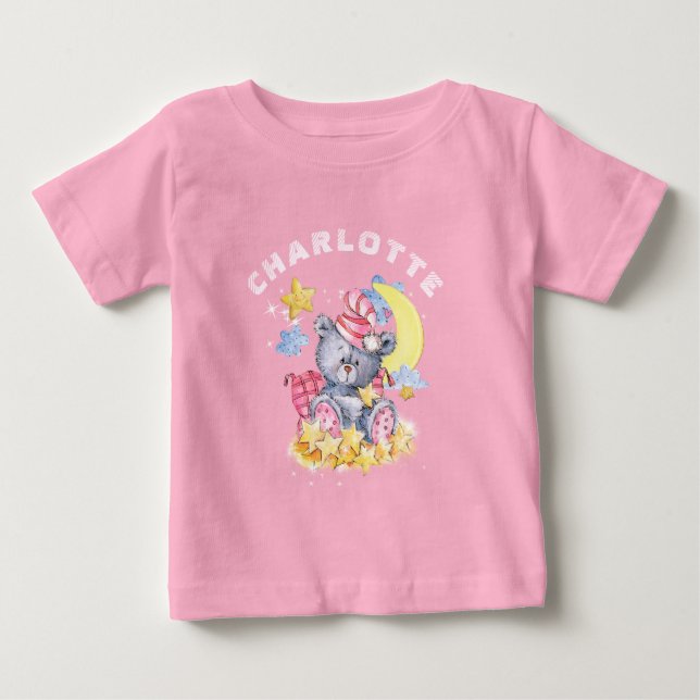 Niedlicher rosafarbener Bär Baby T-shirt (Vorderseite)