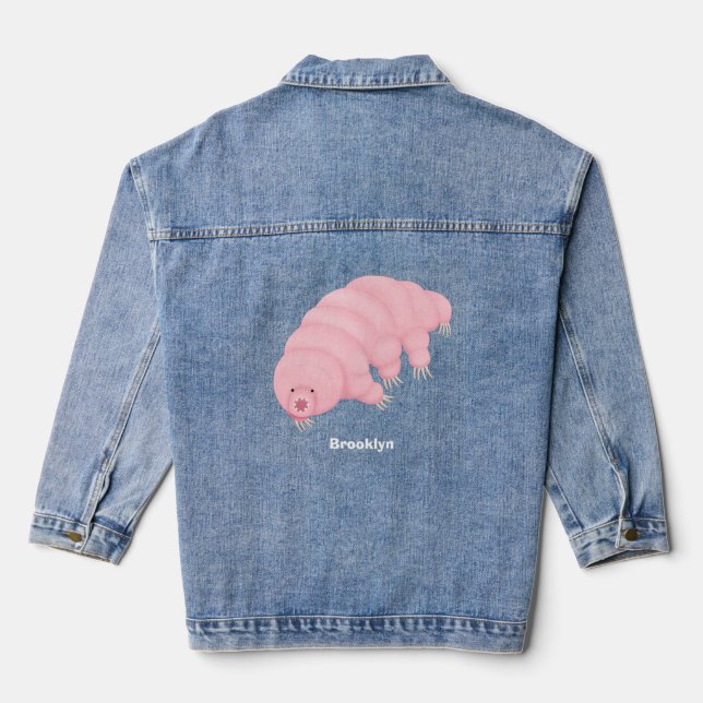 Niedlicher rosafarbener kardialer Cartoon Jeansjacke (Rückseite)