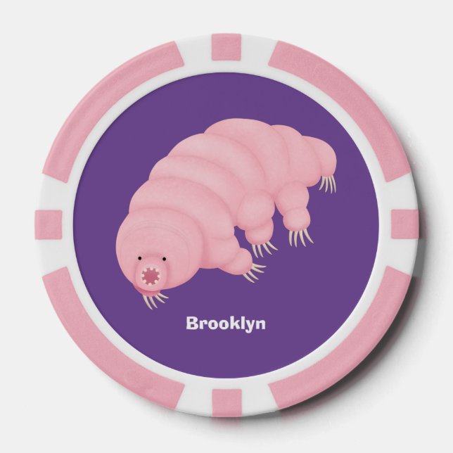 Niedlicher rosafarbener kardialer Cartoon Pokerchips (Vorderseite)
