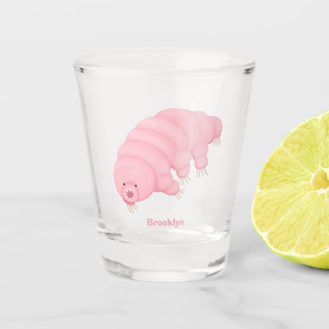 Niedlicher rosafarbener kardialer Cartoon Schnapsglas (Vorderseite)