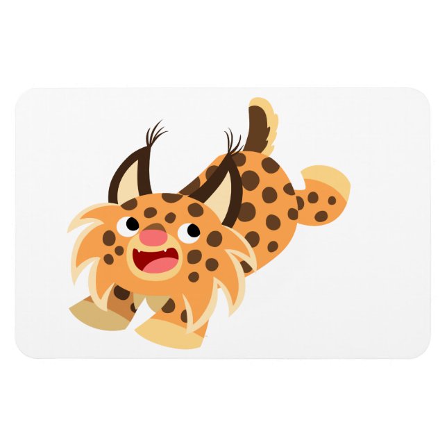Niedlicher, rostfreier Cartoon Bobcat Flexible Mag Magnet (Horizontal)