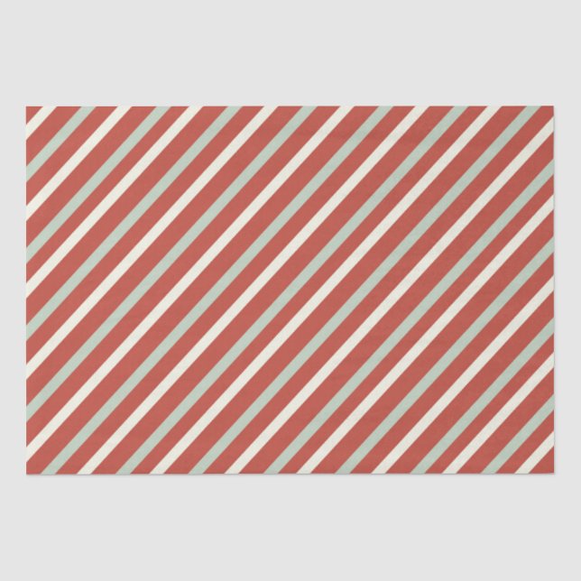 Niedlicher Rot, Grün und Weiß Candy Strip Weihnach Seidenpapier (Vorderseite)