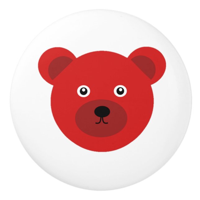 Niedlicher Roter Bär Keramikknauf (Vorderseite)