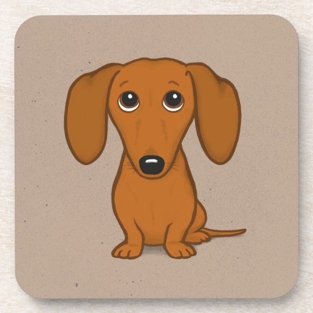 Niedlicher roter Cartoon-Dackel-Hund der Dackel-| Getränkeuntersetzer (Vorderseite)
