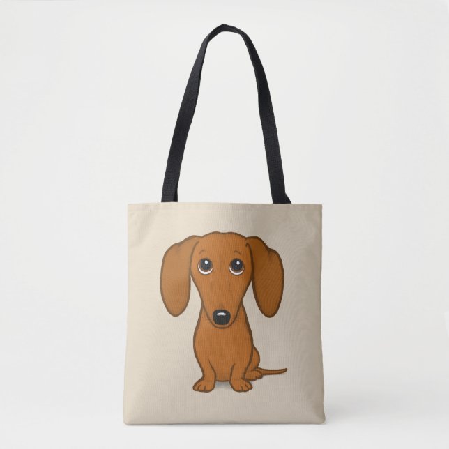 Niedlicher roter Cartoon-Dackel-Hund der Dackel-| Tasche (Vorderseite)