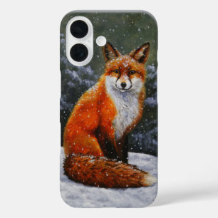 Niedlicher roter Fox in fallendem Schnee title_seo2