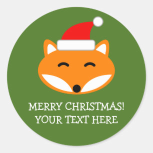 Niedlicher Roter Fuchs Weihnachten Weihnachten Gef Runder Aufkleber