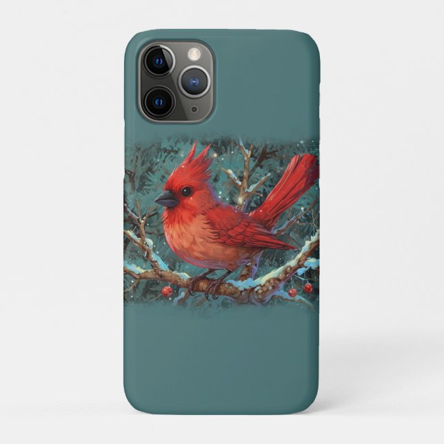 Niedlicher Roter Kardinal mit Winterroten Berries Case-Mate iPhone Hülle (Rückseite)