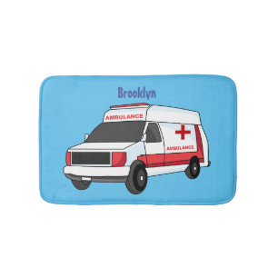 Niedlicher roter Krankenwagen Cartoon Badematte
