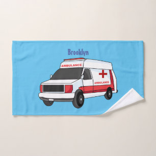 Niedlicher roter Krankenwagen Cartoon Badhandtuch Set