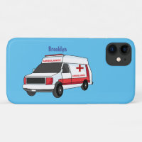 Niedlicher roter Krankenwagen Cartoon