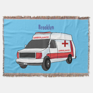 Niedlicher roter Krankenwagen Cartoon Decke