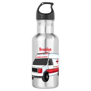 Niedlicher roter Krankenwagen Cartoon Edelstahlflasche