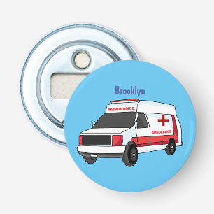 Niedlicher roter Krankenwagen Cartoon Flaschenöffner
