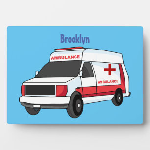 Niedlicher roter Krankenwagen Cartoon Fotoplatte