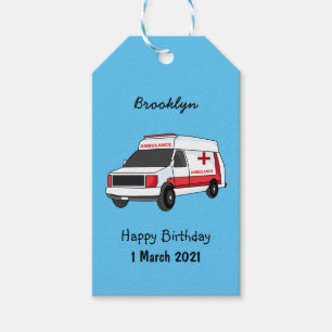 Niedlicher roter Krankenwagen Cartoon Geschenkanhänger