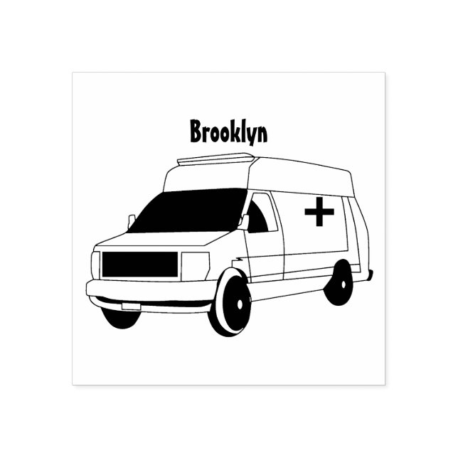 Niedlicher roter Krankenwagen Cartoon Gummistempel (Prägung)