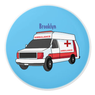 Niedlicher roter Krankenwagen Cartoon Keramikknauf