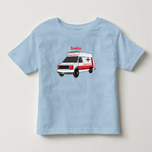 Niedlicher roter Krankenwagen Cartoon Kleinkind T-shirt