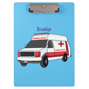 Niedlicher roter Krankenwagen Cartoon Klemmbrett