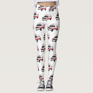 Niedlicher roter Krankenwagen Cartoon Leggings
