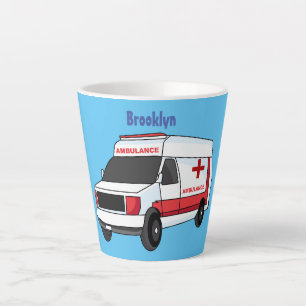 Niedlicher roter Krankenwagen Cartoon Milchtasse
