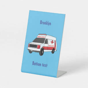 Niedlicher roter Krankenwagen Cartoon Sockelschild