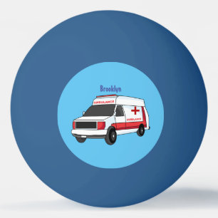 Niedlicher roter Krankenwagen Cartoon Tischtennisball