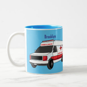 Niedlicher roter Krankenwagen Cartoon Zweifarbige Tasse