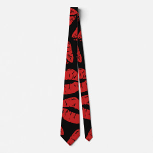 Niedlicher Roter Lipstick Kisses Kiss Lips Muster Krawatte